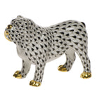 Hand-painted Herend Bulldog Figurine in Black fishnet porcelain on a white background