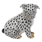Herend Bulldog Puppy Figurine porcelain figurine painted in the Black fishnet pattern