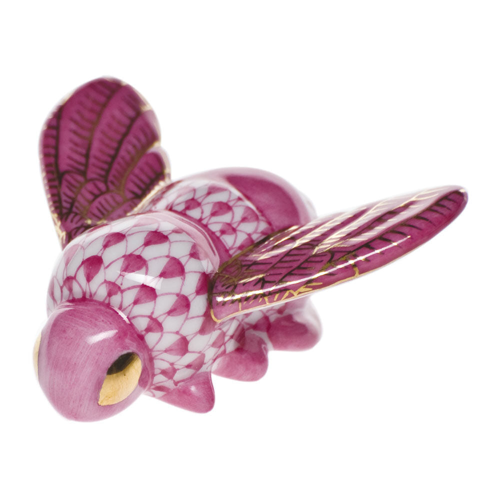 Bumble Bee Figurine in hand-painted Raspberry porcelain by Herend of Hungary