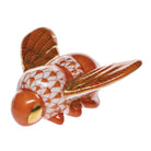 Hand-painted Herend Bumble Bee Figurine in Rust fishnet porcelain on a white background