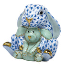 Herend Bunny and Lovey Figurine porcelain figurine painted in the Blue fishnet pattern