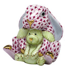 Bunny and Lovey Figurine in hand-painted Raspberry porcelain by Herend of Hungary