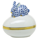 Bunny Bonbon Candy Dish in hand-painted Sapphire porcelain by Herend of Hungary