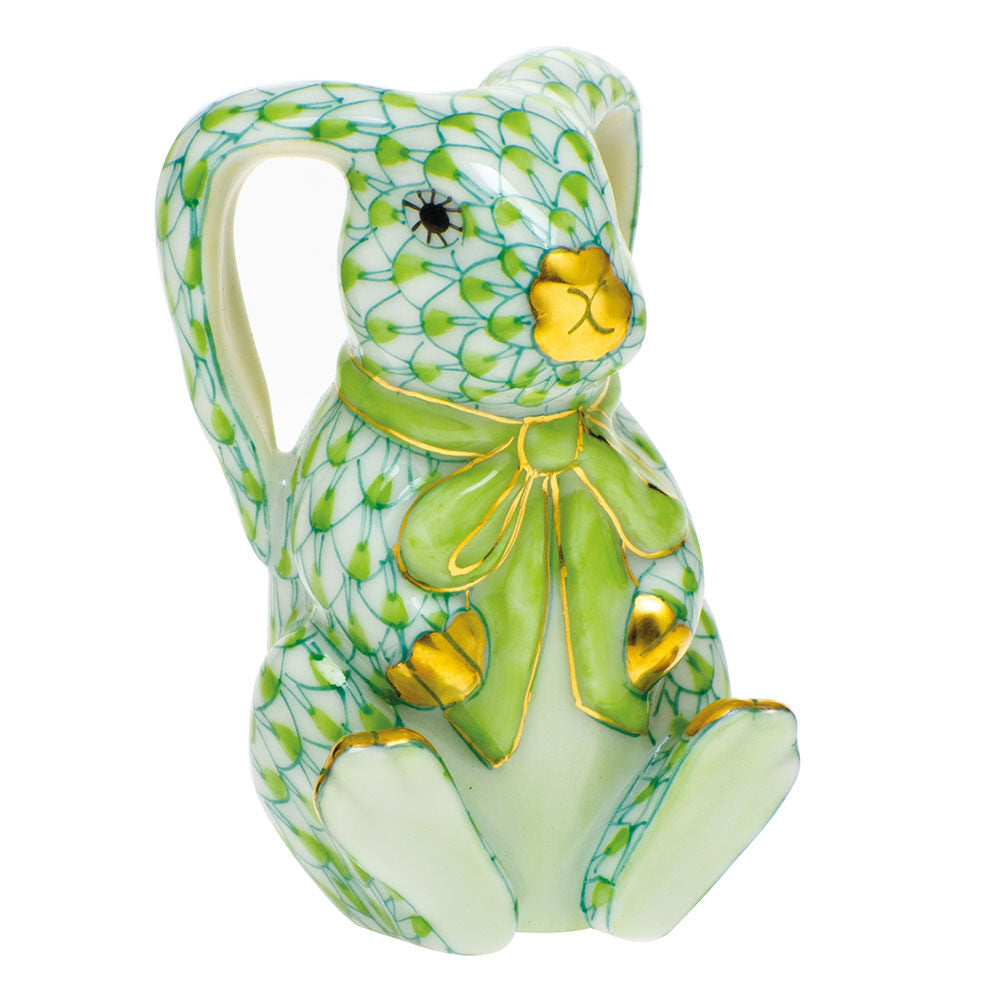 Bunny Ears Figurine in hand-painted Key Lime porcelain by Herend of Hungary