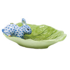 Bunny on Cabbage Leaf Figurine in hand-painted Blue porcelain by Herend of Hungary