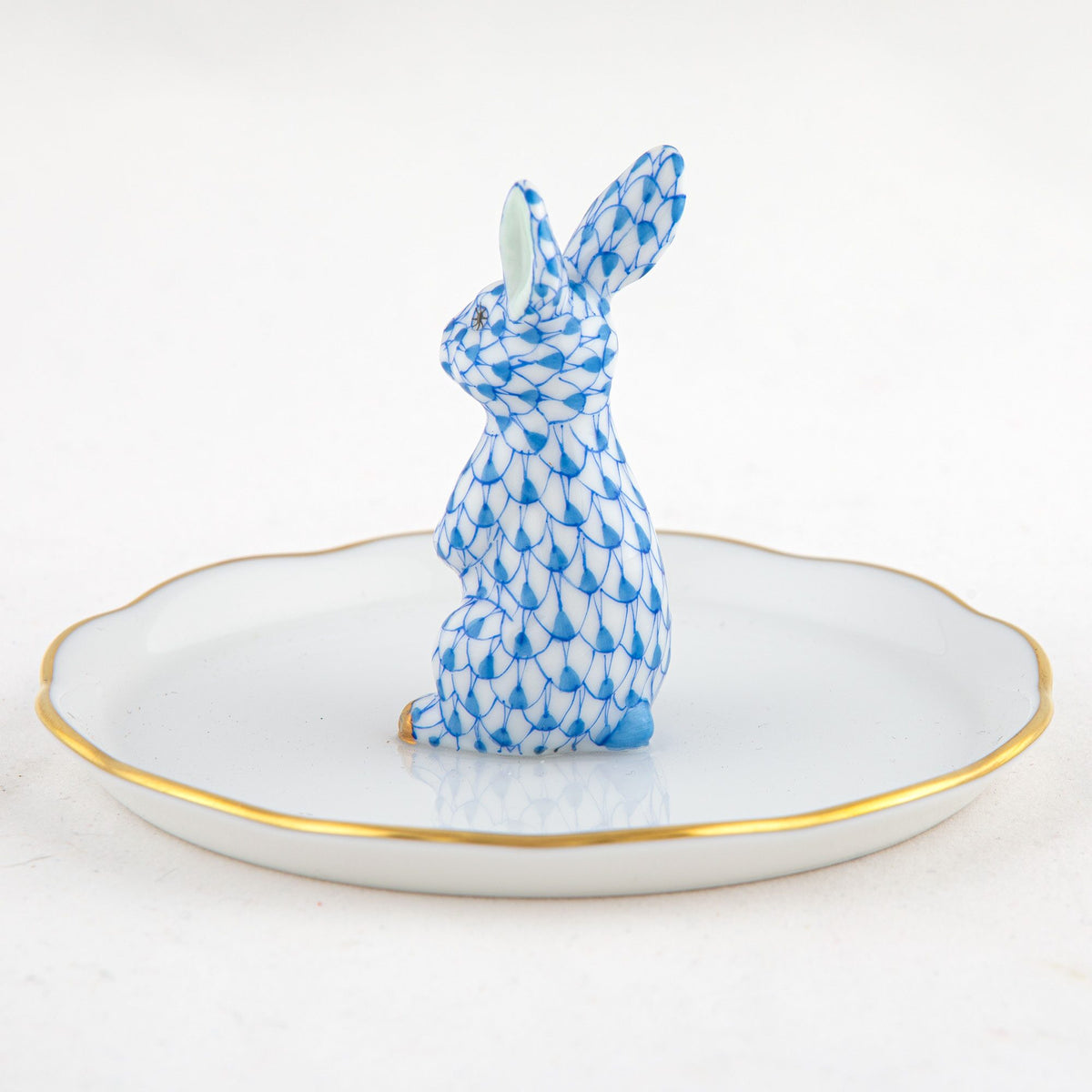 Herend Bunny Ring Holder Garnishment – Blue, alternate view
