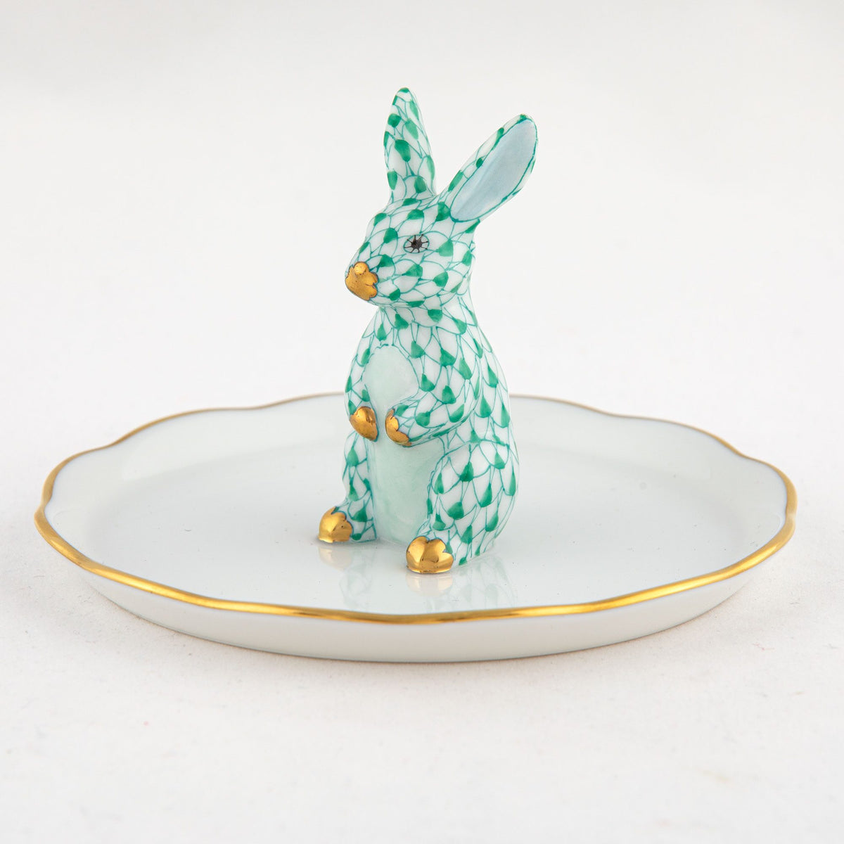 Herend Bunny Ring Holder Garnishment – Green, alternate view