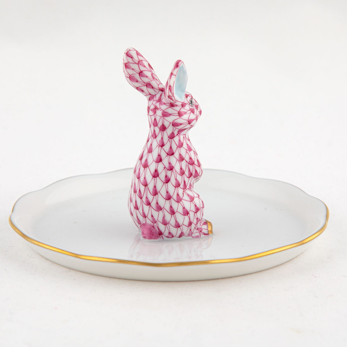 Herend Bunny Ring Holder Garnishment – Raspberry, alternate view