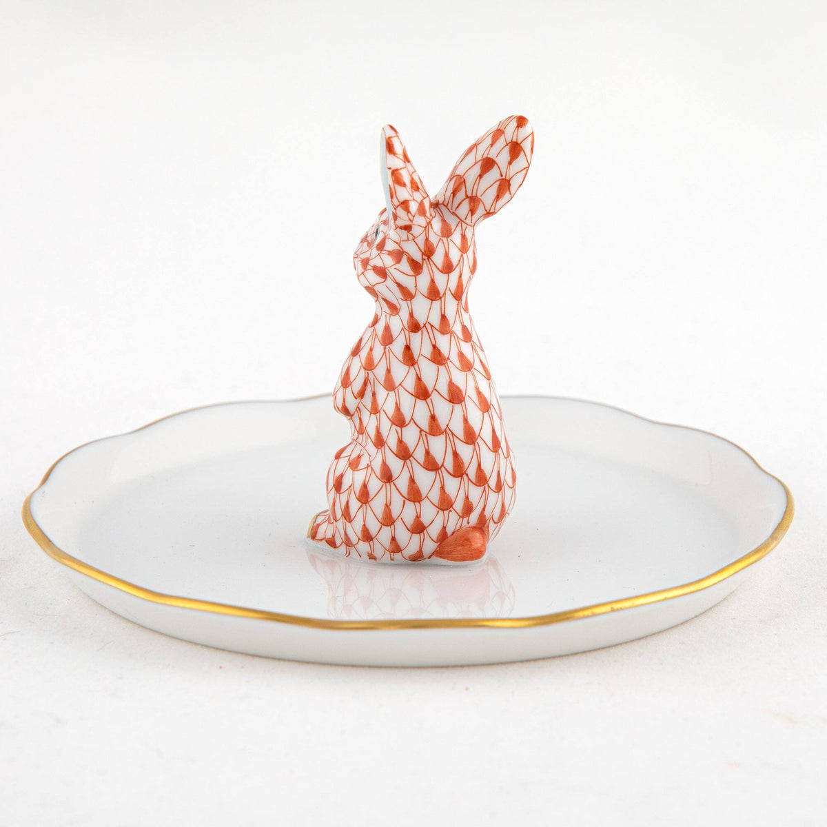 Herend Bunny Ring Holder Garnishment – Rust, alternate view