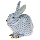 Bunny Sitting Figurine in hand-painted Blue porcelain by Herend of Hungary