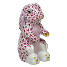 Herend Bunny Slippers Figurine porcelain figurine painted in the Raspberry fishnet pattern