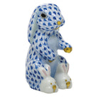 Sapphire fishnet Bunny Slippers Figurine figurine, hand-painted Herend porcelain with 24k gold accents