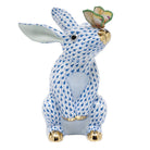 Blue fishnet Bunny with Butterfly Figurine figurine, hand-painted Herend porcelain with 24k gold accents