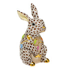 Herend Bunny with Christmas Lights Figurine porcelain figurine painted in the Chocolate fishnet pattern