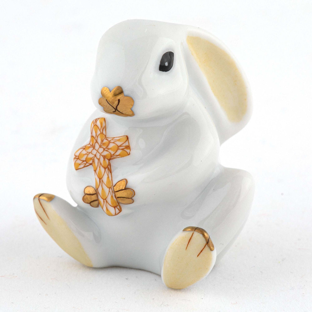 Herend Bunny with Cross Figurine – Butterscotch, alternate view