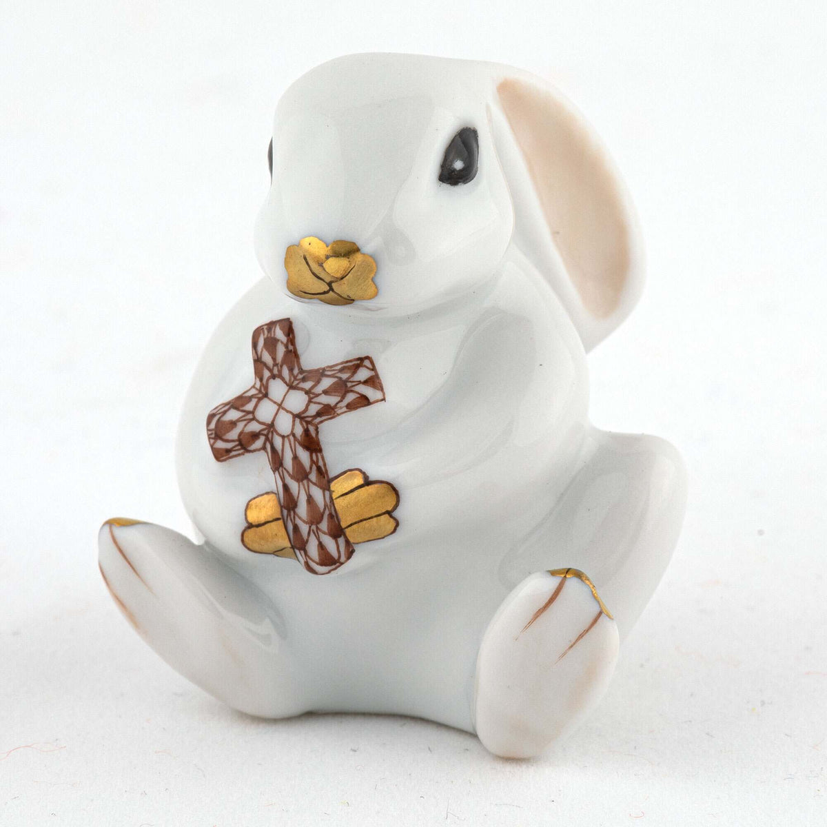 Herend Bunny with Cross Figurine – Chocolate, alternate view