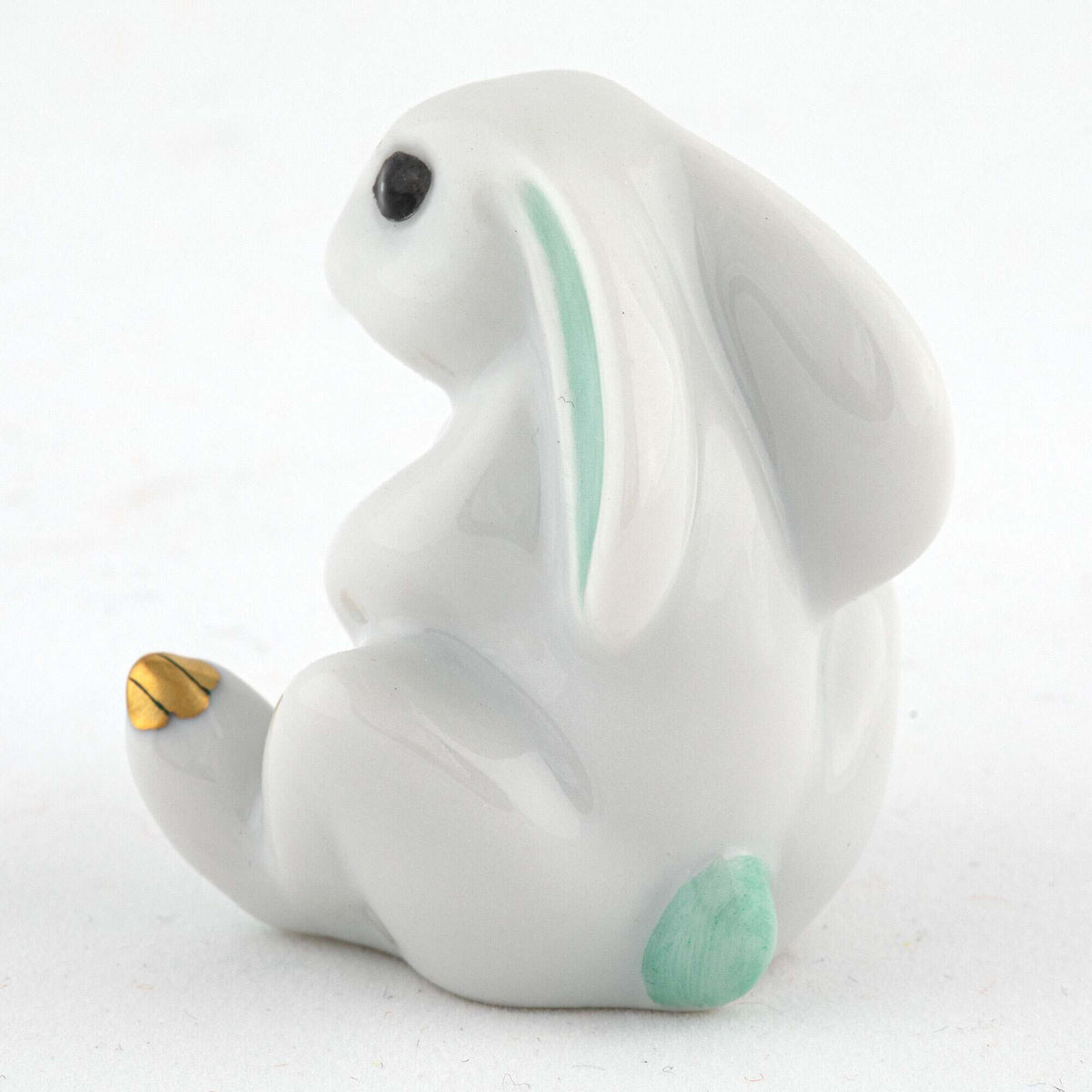 Herend Bunny with Cross Figurine – Green, alternate view