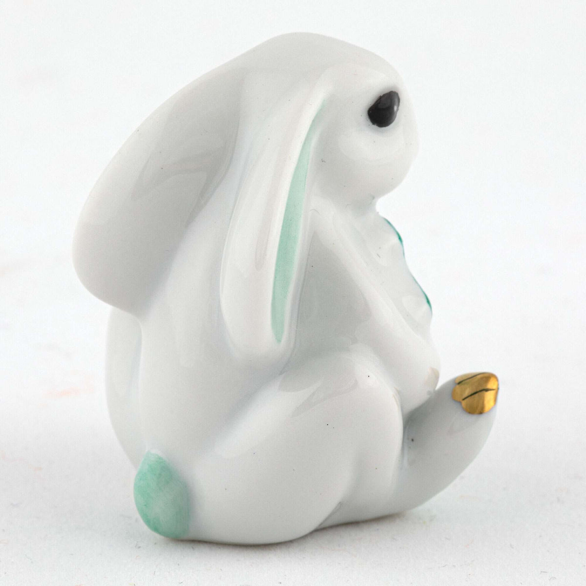 Herend Bunny with Cross Figurine – Green, alternate view