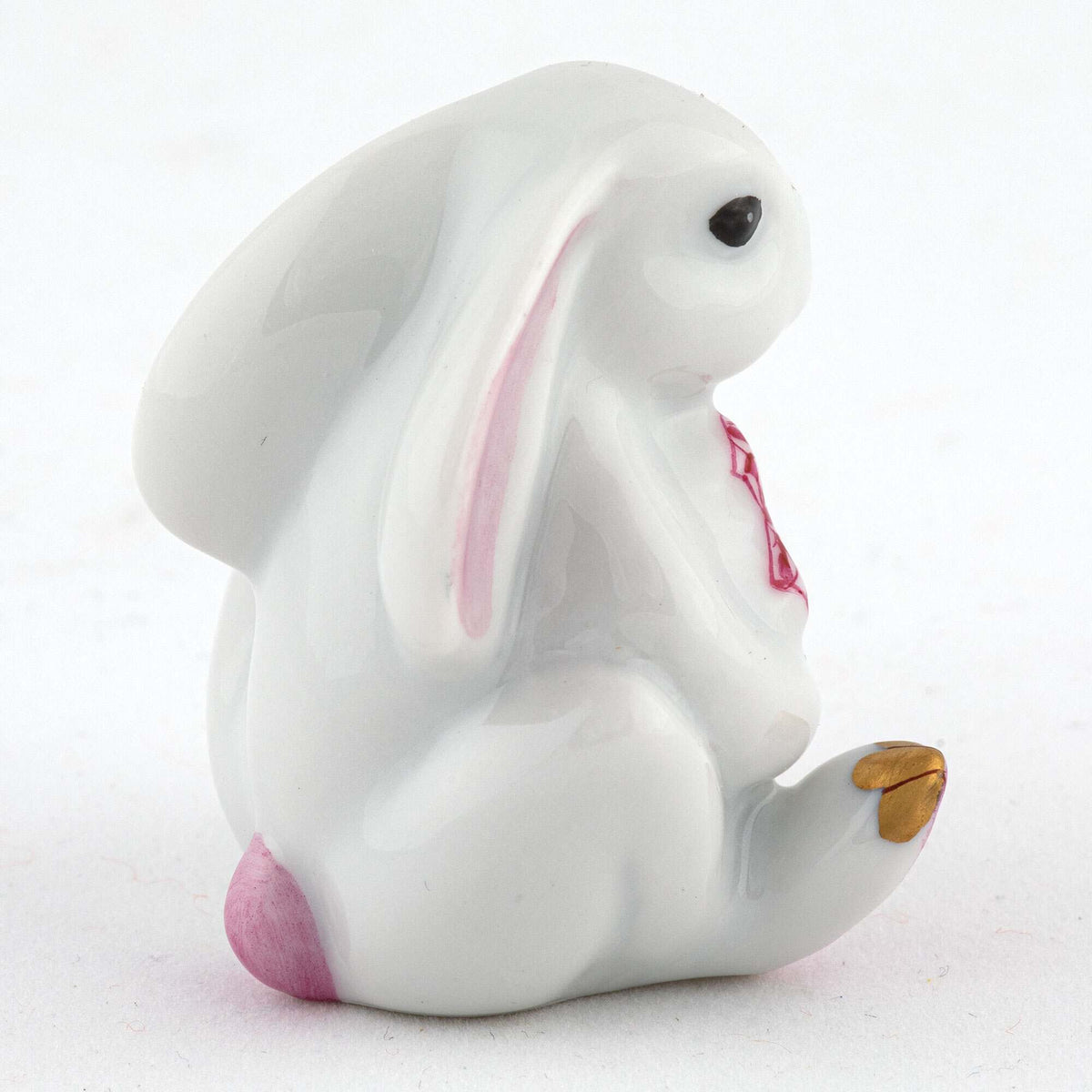 Herend Bunny with Cross Figurine – Raspberry, alternate view