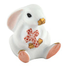 Rust fishnet Bunny with Cross Figurine figurine, hand-painted Herend porcelain with 24k gold accents