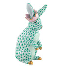 Bunny with Crown Figurine in hand-painted Green porcelain by Herend of Hungary