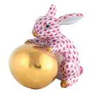 Bunny with Egg Figurine in hand-painted Raspberry porcelain by Herend of Hungary