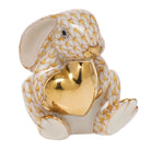 Herend Bunny with Heart Figurine porcelain figurine painted in the Butterscotch fishnet pattern