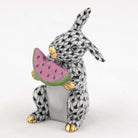 Herend Bunny with Watermelon Figurine – Black, alternate view