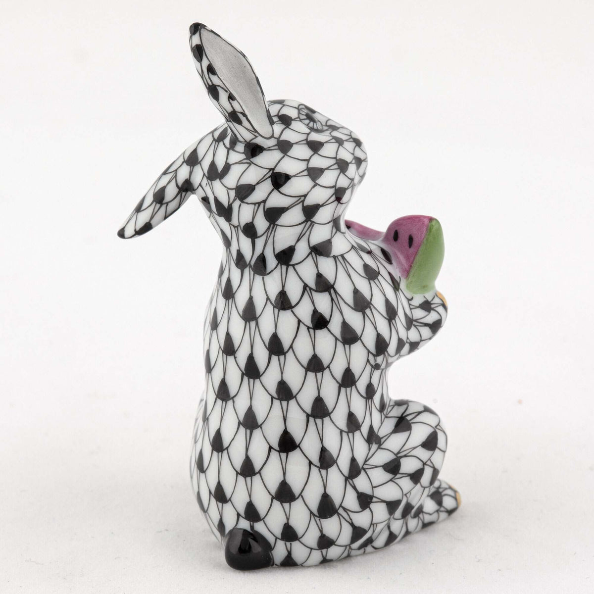 Herend Bunny with Watermelon Figurine – Black, alternate view
