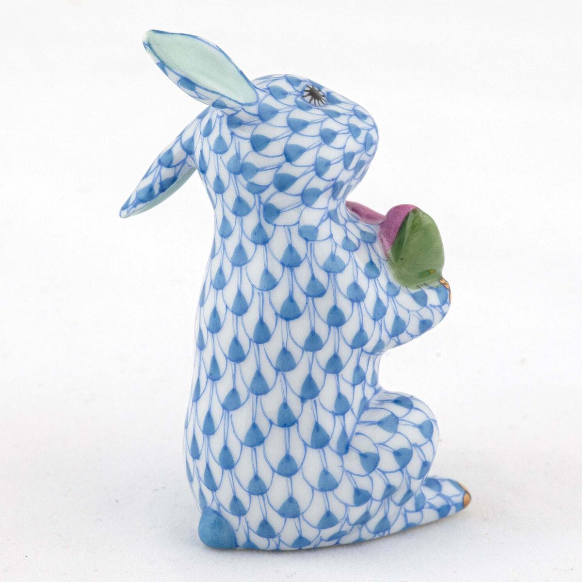 Herend Bunny with Watermelon Figurine – Blue, alternate view