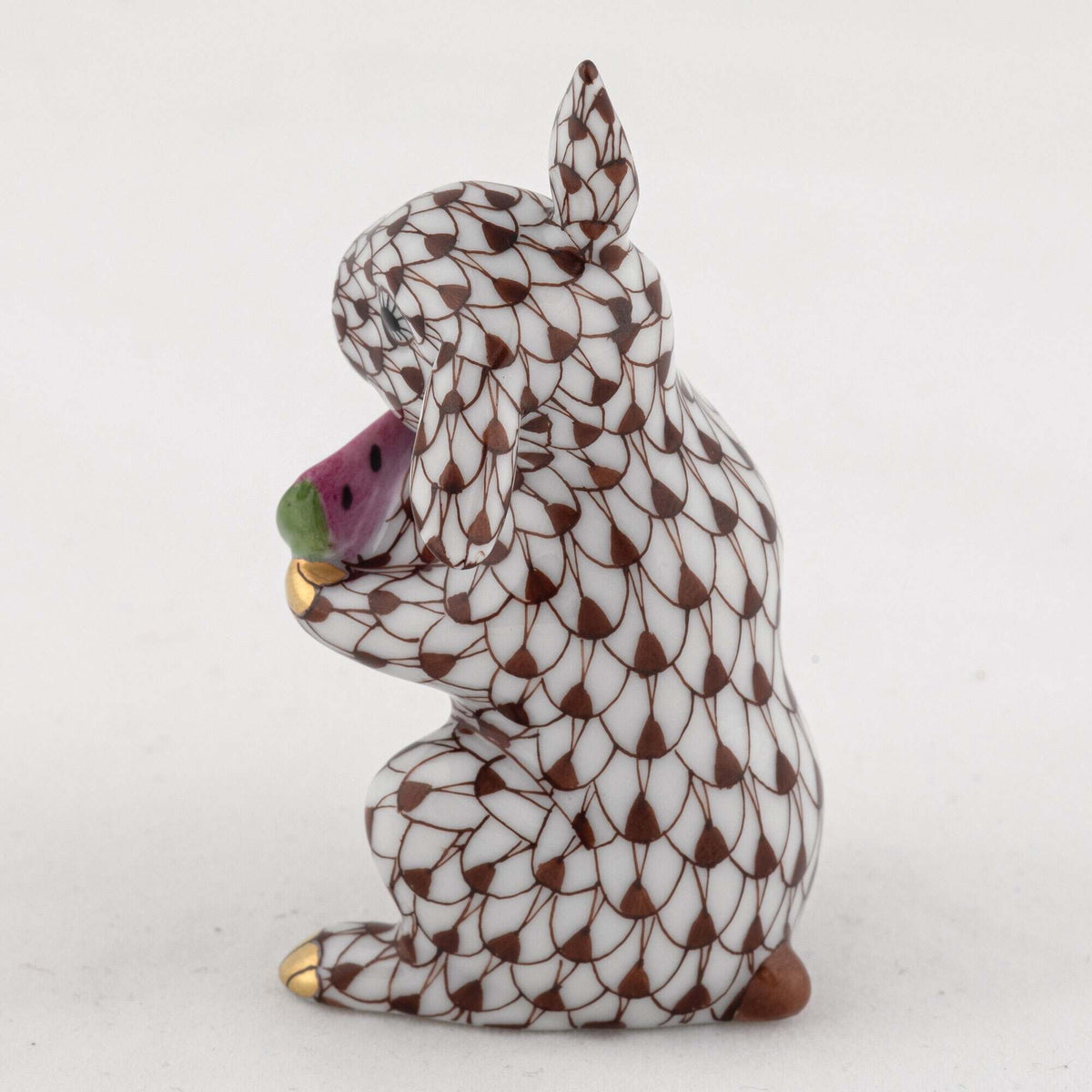 Herend Bunny with Watermelon Figurine – Chocolate, alternate view