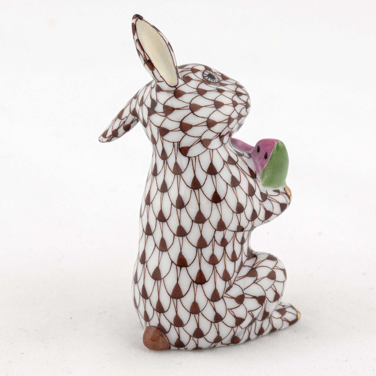 Herend Bunny with Watermelon Figurine – Chocolate, alternate view