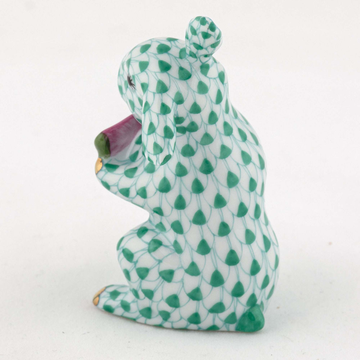 Herend Bunny with Watermelon Figurine – Green, alternate view
