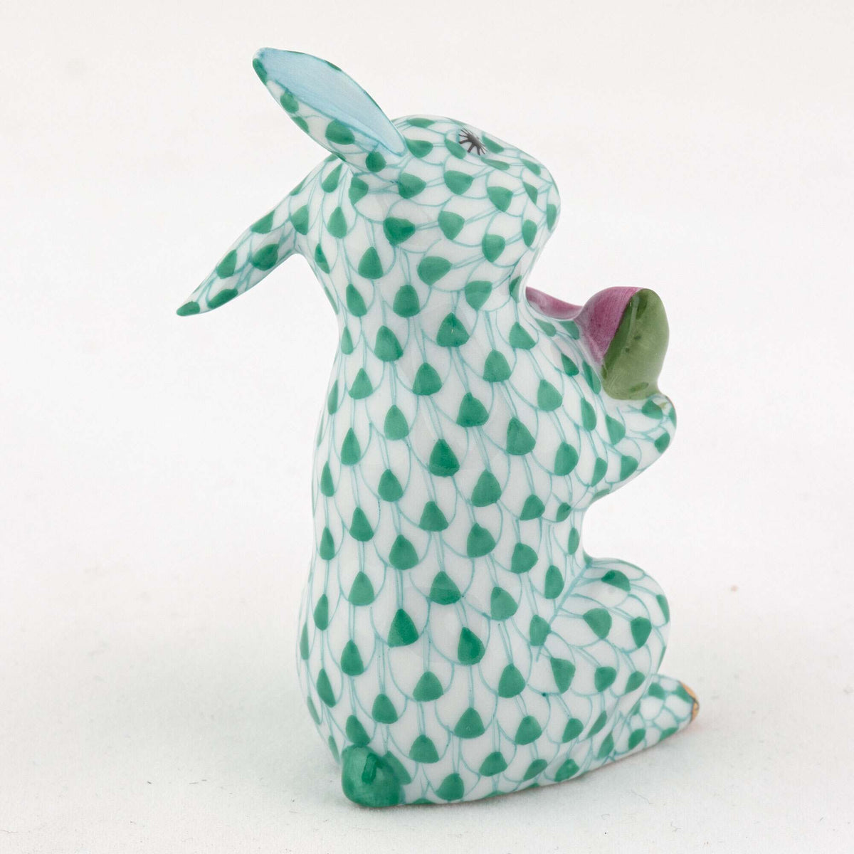 Herend Bunny with Watermelon Figurine – Green, alternate view