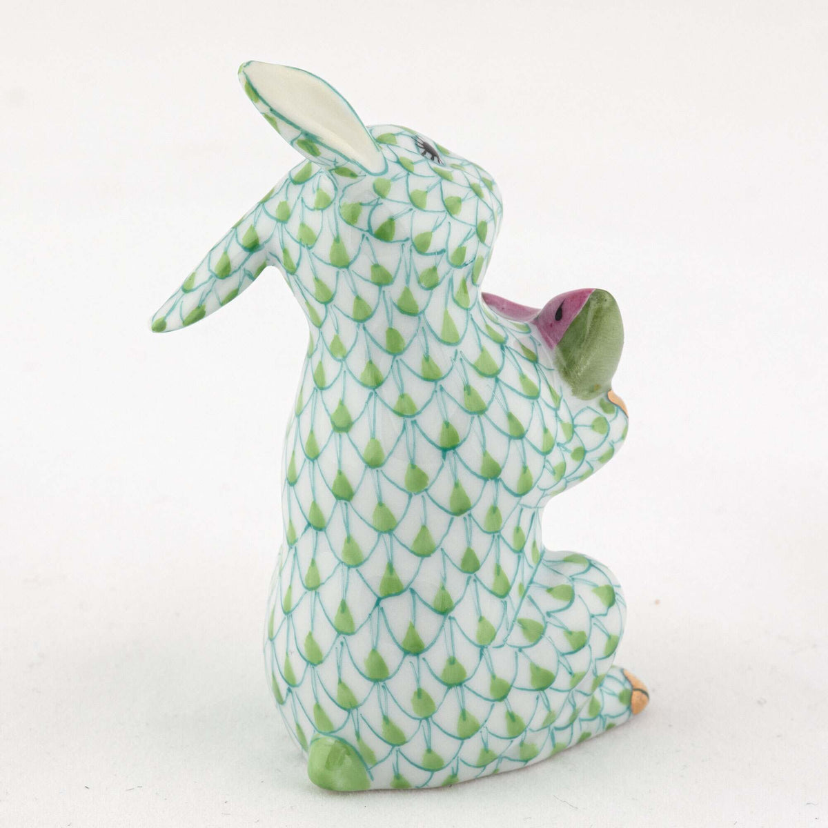 Herend Bunny with Watermelon Figurine – Key Lime, alternate view