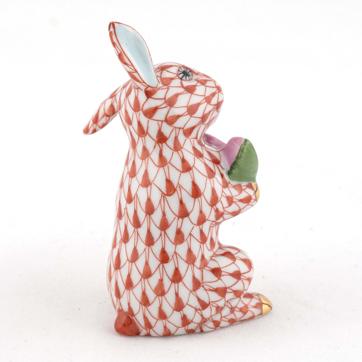 Herend Bunny with Watermelon Figurine – Rust, alternate view