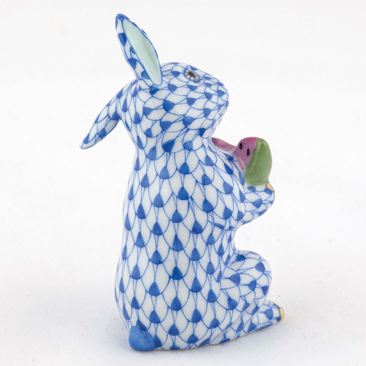 Herend Bunny with Watermelon Figurine – Sapphire, alternate view