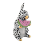 Herend Bunny with Watermelon Figurine porcelain figurine painted in the Black fishnet pattern