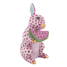 Herend Bunny With Watermelon in Raspberry
