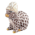 Chocolate fishnet Bunny with Winter Hat Figurine figurine, hand-painted Herend porcelain with 24k gold accents