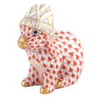 Rust fishnet Bunny with Winter Hat Figurine figurine, hand-painted Herend porcelain with 24k gold accents