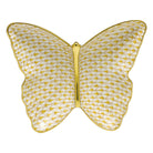 Butterscotch fishnet Butterfly Dish Decorative Plate figurine, hand-painted Herend porcelain with 24k gold accents