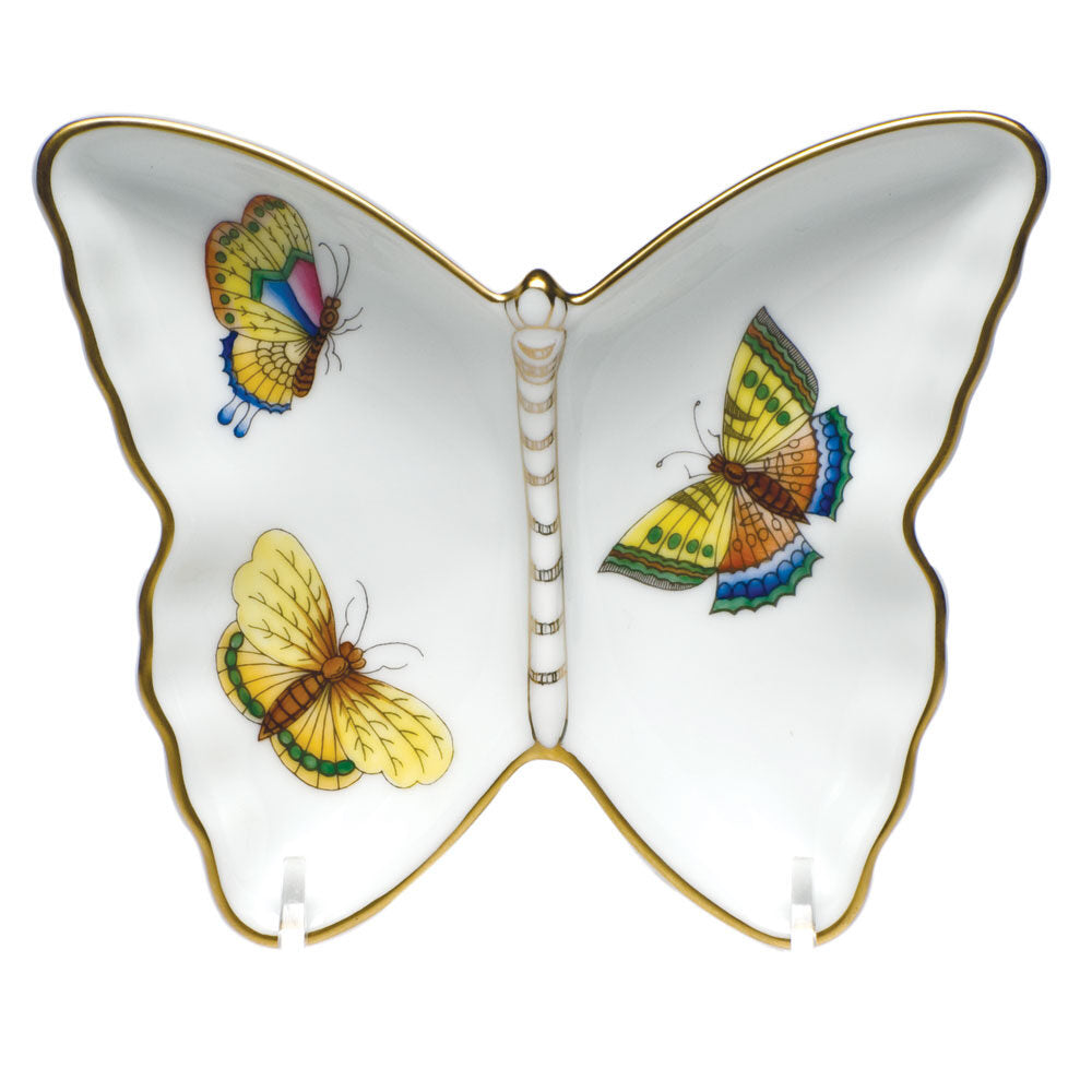 Butterfly Dish Decorative Plate in hand-painted Multicolor porcelain by Herend of Hungary