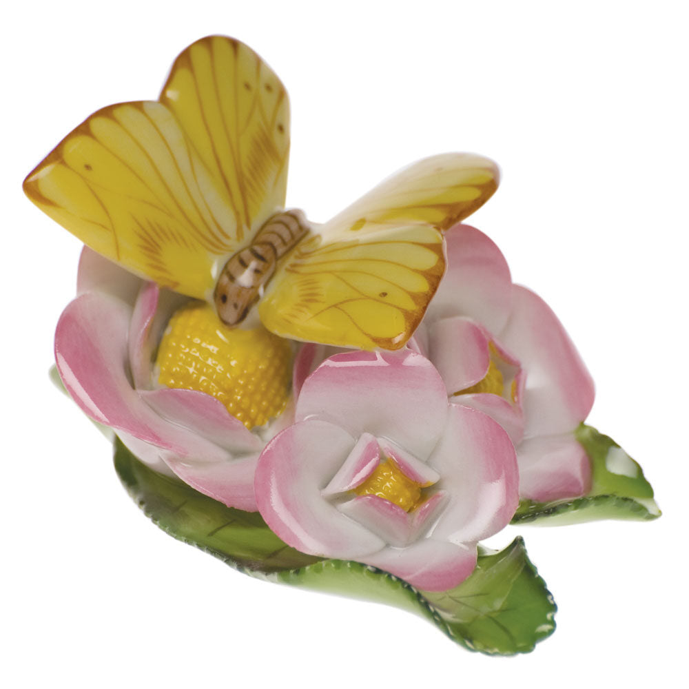 Hand-painted Herend Butterfly on Flowers Table Place Cards & Place Card Holder in fine porcelain, 2.5in L, on a white background