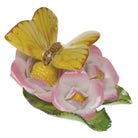 Hand-painted Herend Butterfly on Flowers Table Place Cards & Place Card Holder in fine porcelain, 2.5in L, on a white background
