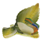 Multicolor fishnet Butterfly on Leaf Table Place Cards & Place Card Holder figurine, hand-painted Herend porcelain with 24k gold accents