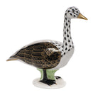 Hand-painted Herend Canada Goose Figurine in fine porcelain, 4.25in L X 3.75in H, on a white background