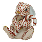 Herend Candy Cane Bunny Figurine porcelain figurine painted in the Rust fishnet pattern