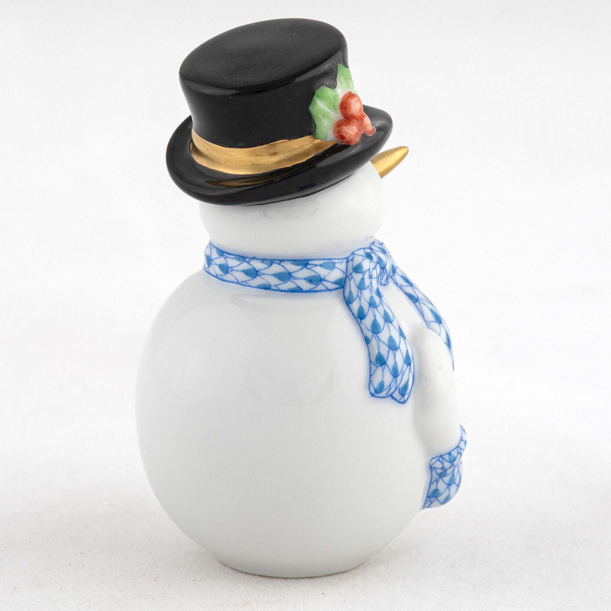 Herend Candy Cane Snowman Figurine – Blue, alternate view