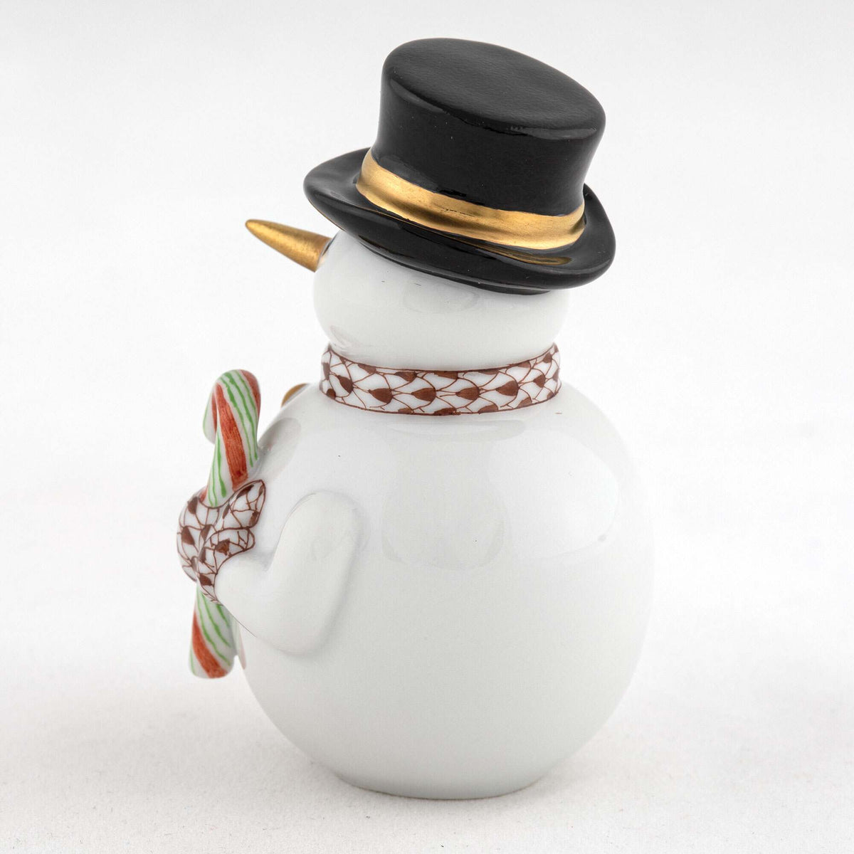 Herend Candy Cane Snowman Figurine – Chocolate, alternate view